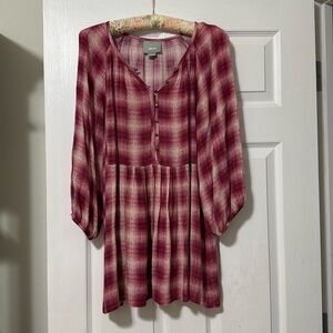 Anthropologie burgundy patterned blouse
